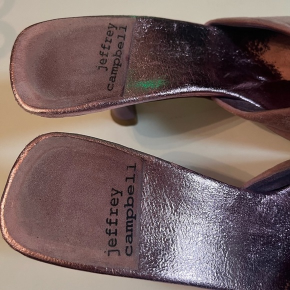 Vintage 90s Jeffrey Campbell Pink Suede Sz 7 Open Toe Mules Slip On - Picture 8 of 10